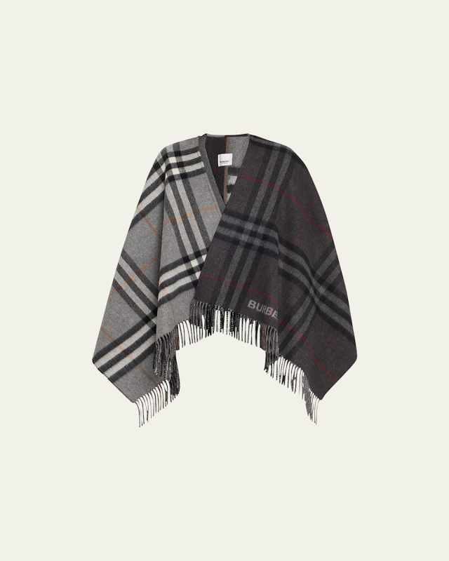 Giant Check Logo Cashmere-Blend Cape